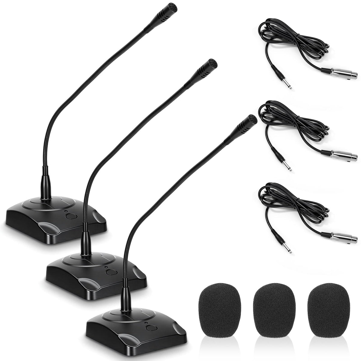 3 Pcs Gooseneck Wired Microphone with Base X784