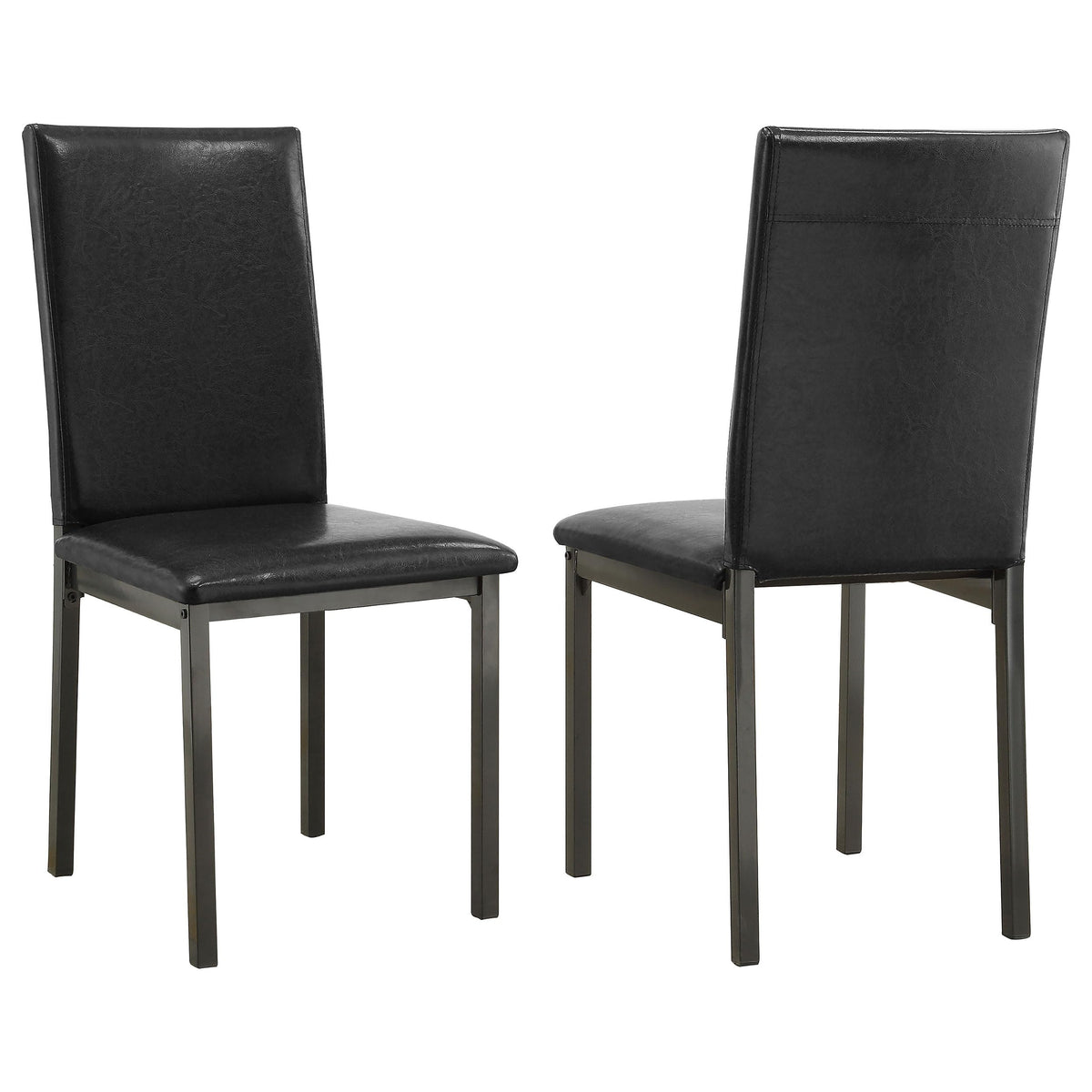 Set of 2 Faux Leather Upholstered Dining Side Chair Black and Grey Z8624