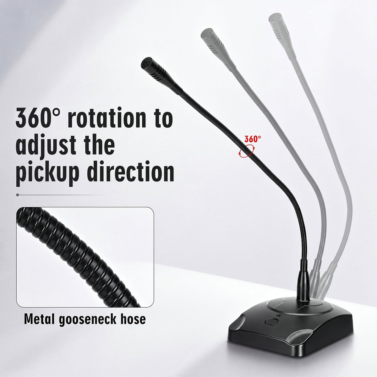 3 Pcs Gooseneck Wired Microphone with Base X784