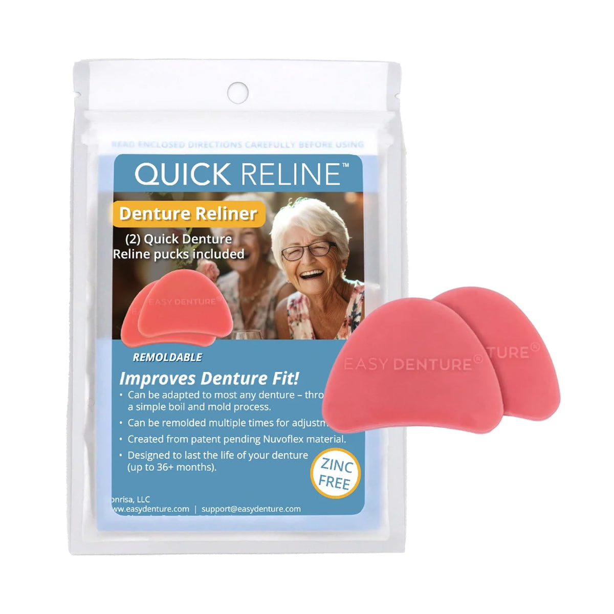 Boil & Fit Denture Reliner Kit with 2 Pucks, Zinc-Free W238