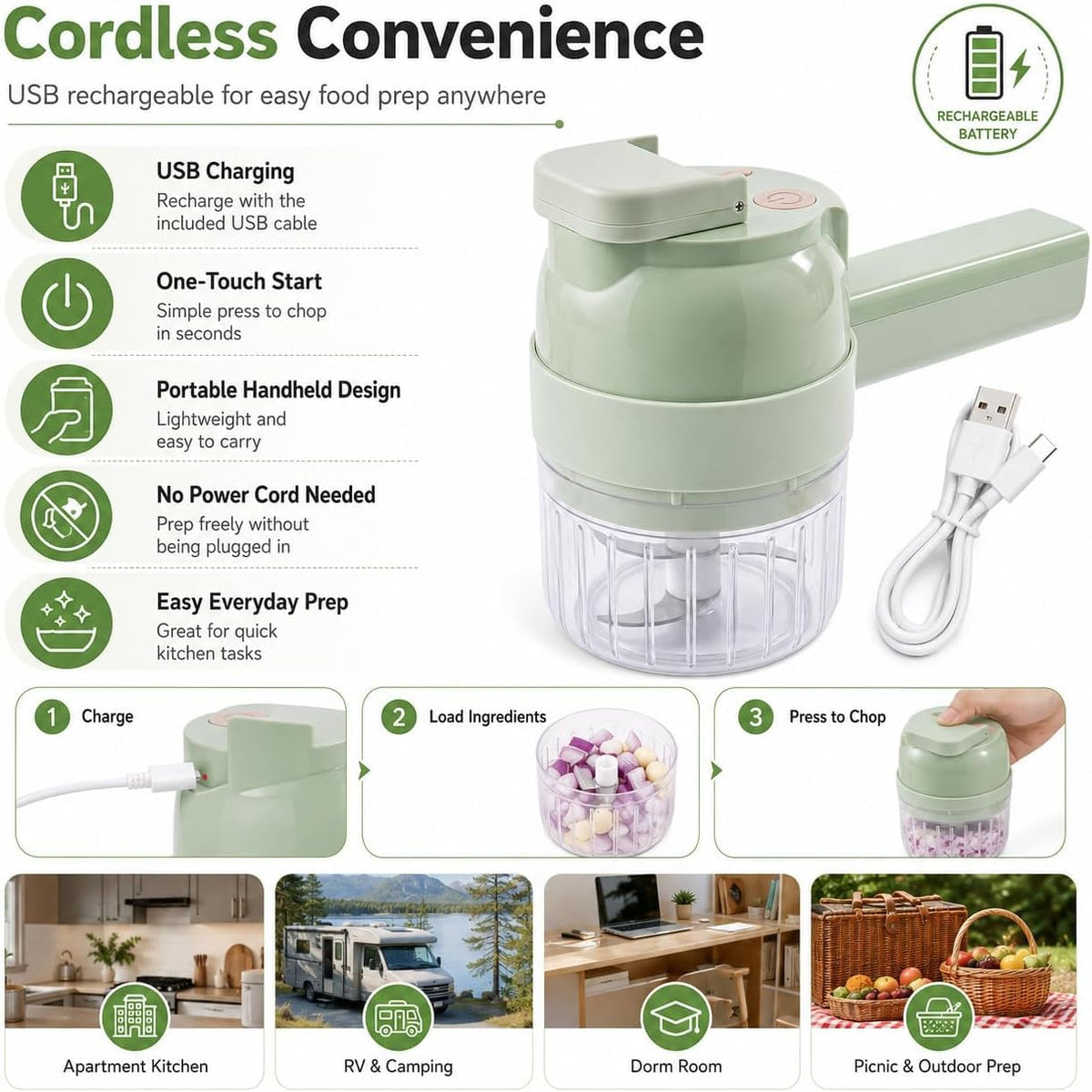 4 in 1 Handheld Electric Vegetable Chopper Y316454