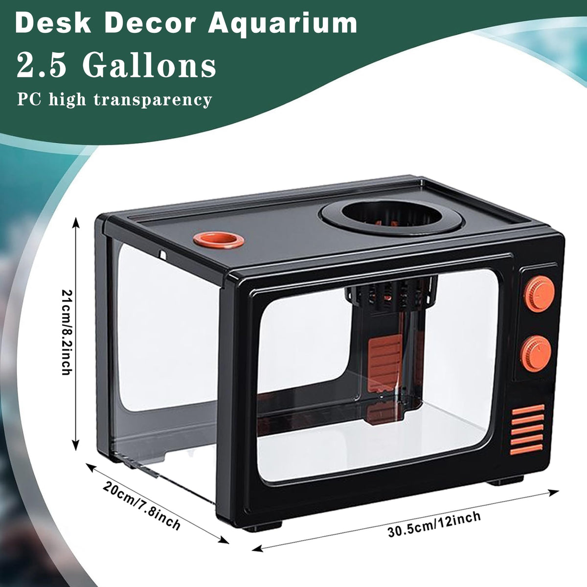 2.5 Gallon Fish Tank Kit with LED Lights, Filter & Plant Planter N83407