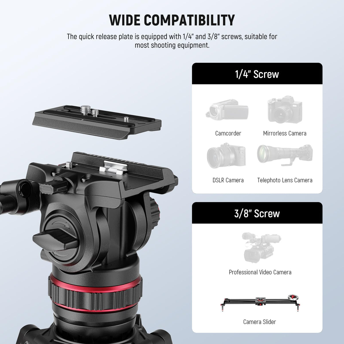 Carbon Fiber Video Camera Tripod with Fluid Head K129041
