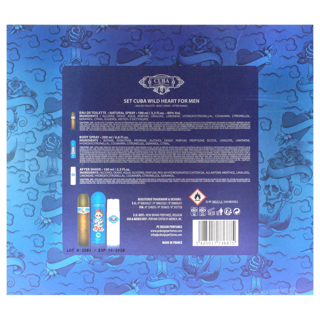 3 Pieces Eau de Toilette After Shave Body Spray Gift Set I25430