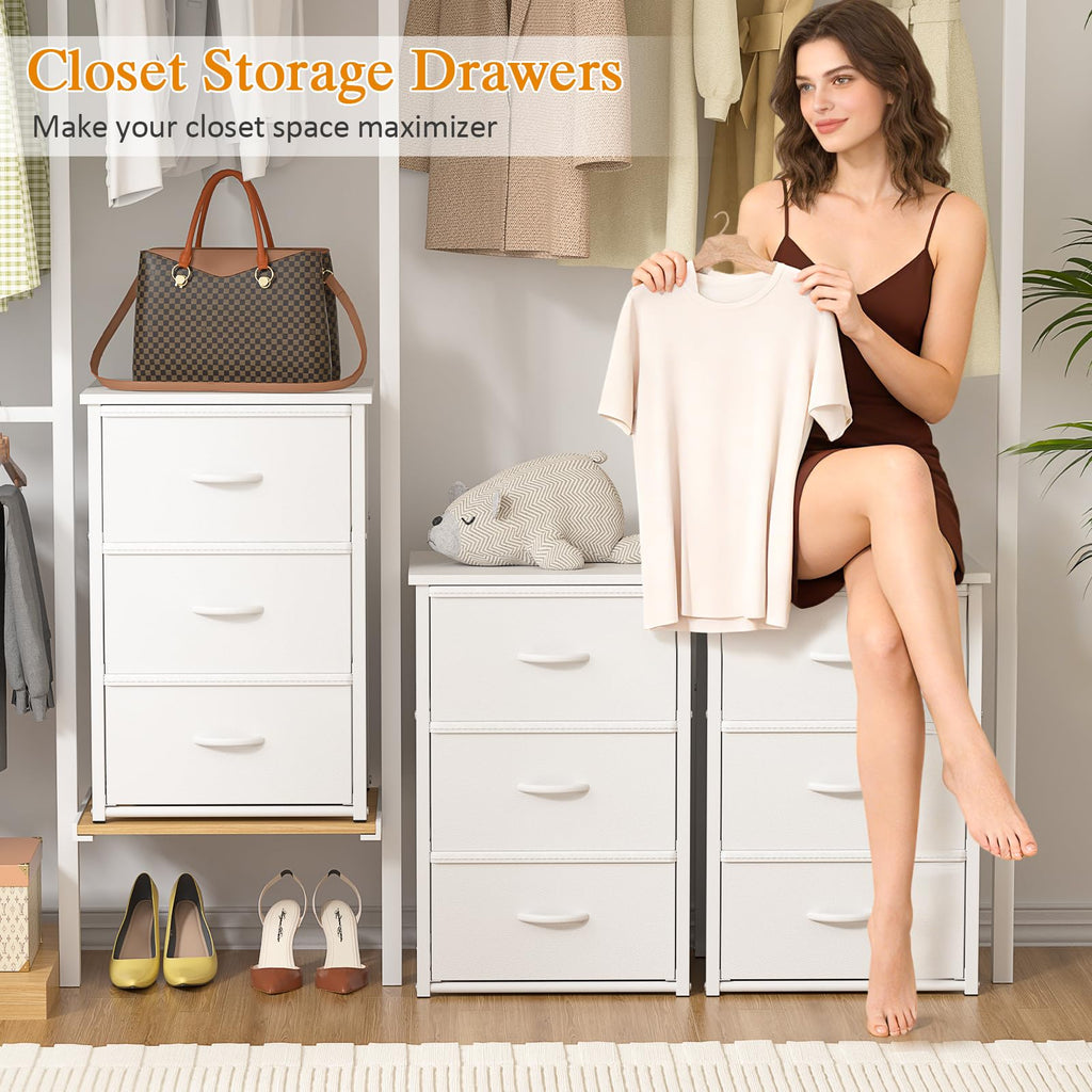 White 3 Drawer Stackable Storage Drawers W806611