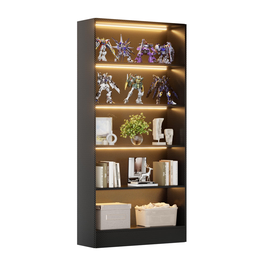 Black 5-Tier Wooden Bookshelf T9423