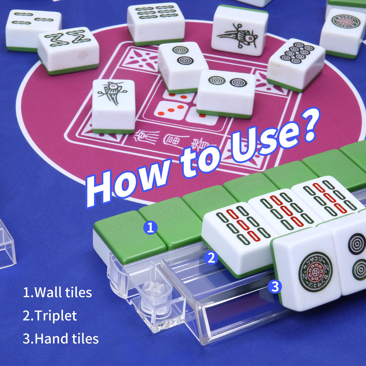 4-Piece Acrylic Mahjong Rack Set with Pushers N70665