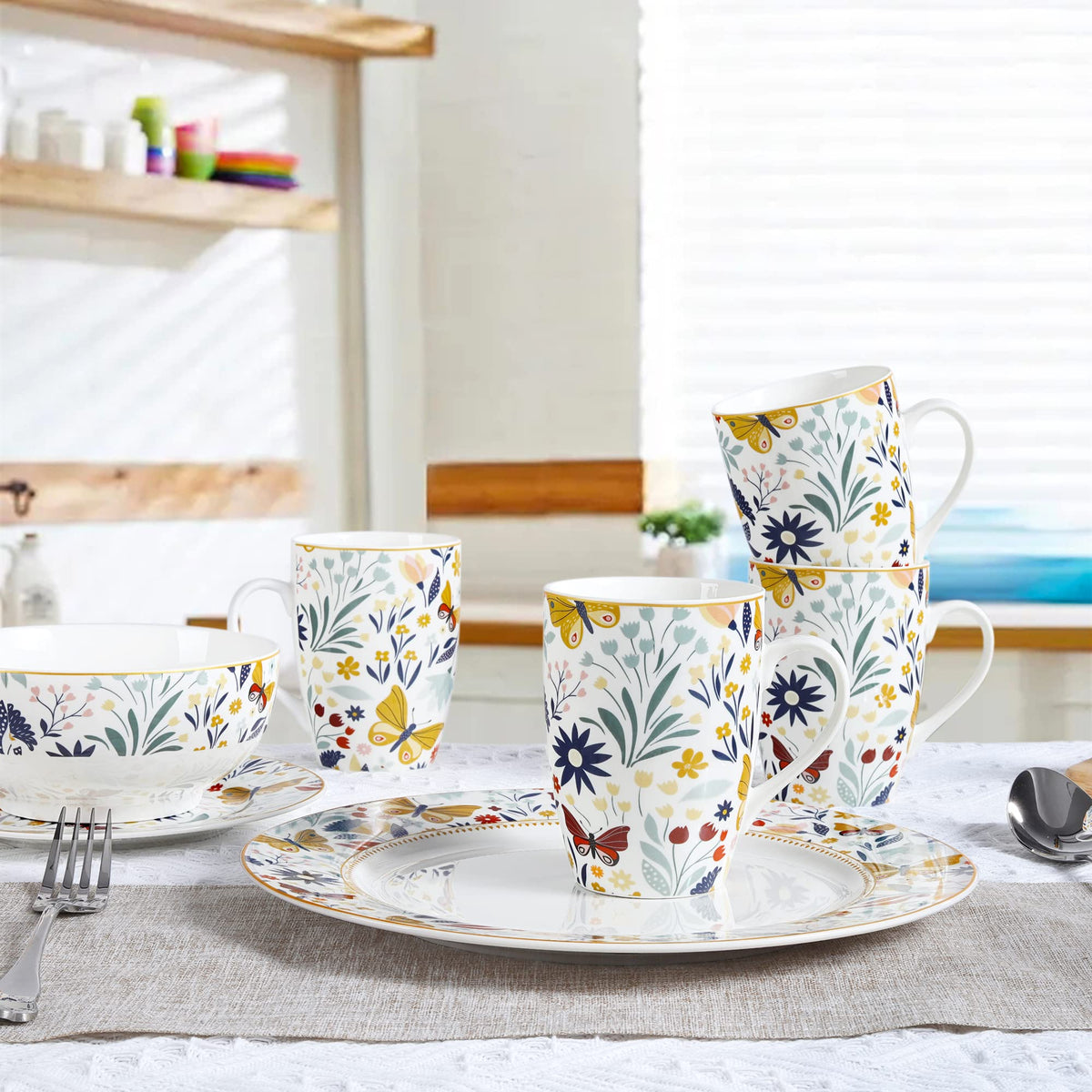16 Piece Vintage Porcelain Dinnerware Set for 4 R304401