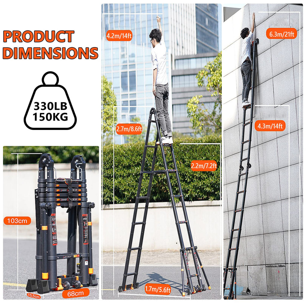 Aluminum Telescoping Ladder 330lbs U92676
