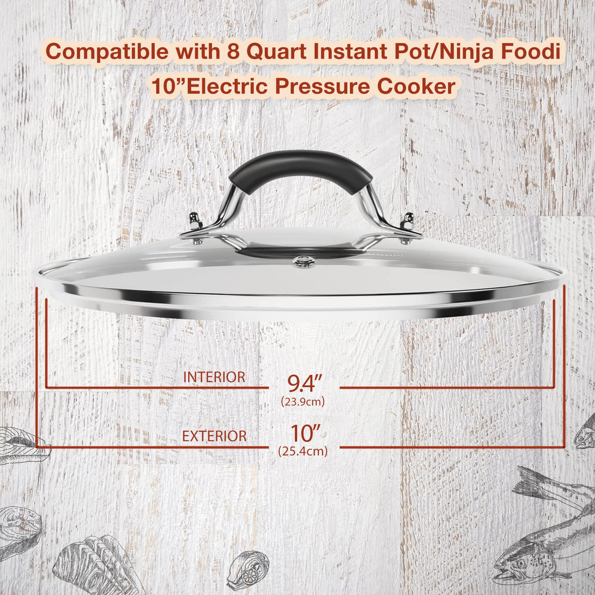 10 Inch Tempered Glass Lid with Silicone Handle Z133185