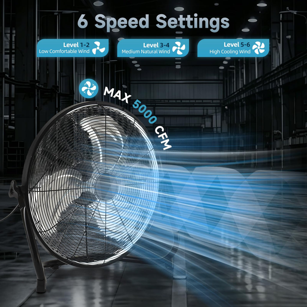 20" High Velocity Metal Floor Fan with Light B140126