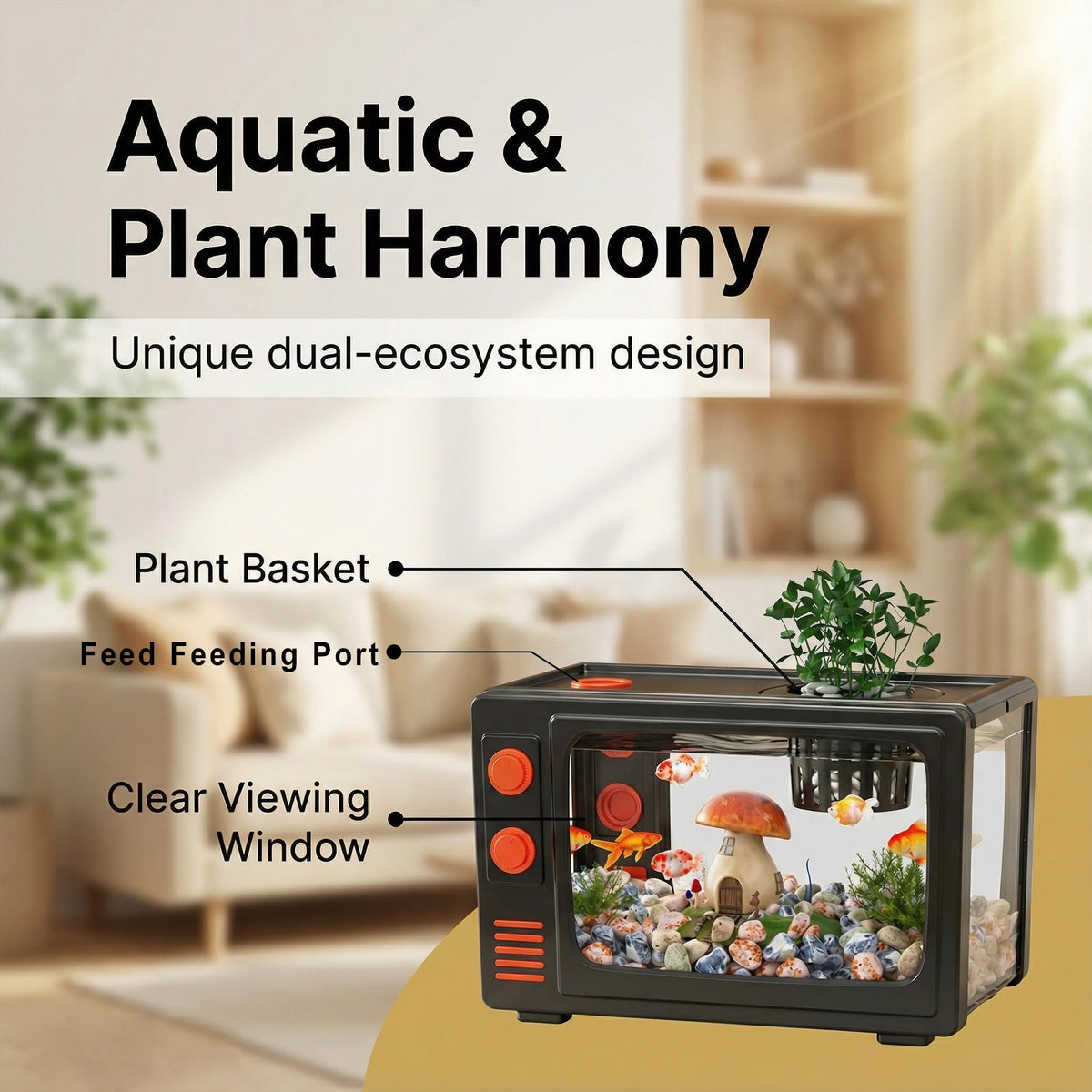 2.5 Gallon Fish Tank Kit with LED Lights, Filter & Plant Planter N83407
