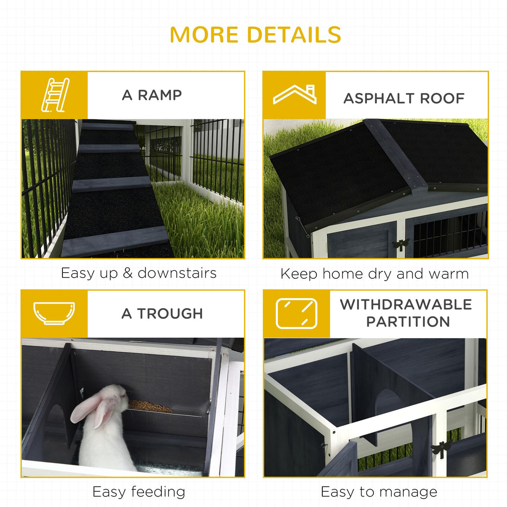 2 Levels Outdoor Rabbit Hutch Dark Gray C944