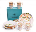 Pink Floral Ceramic Plates and Mugs Set Of 12 K1011