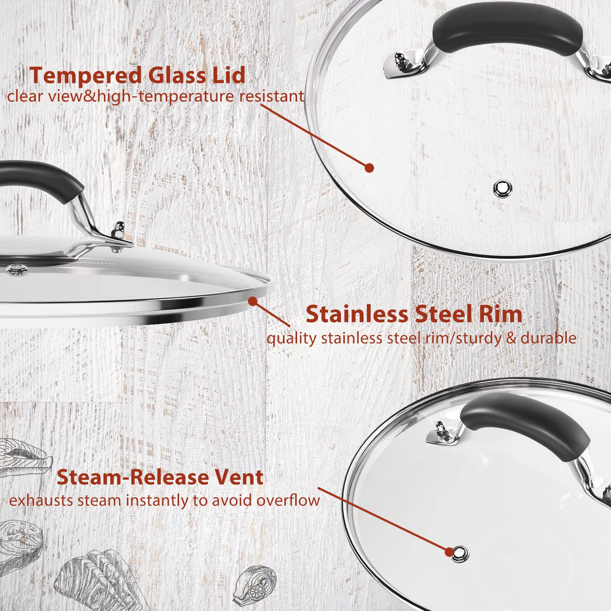 10 Inch Tempered Glass Lid with Silicone Handle Z133185