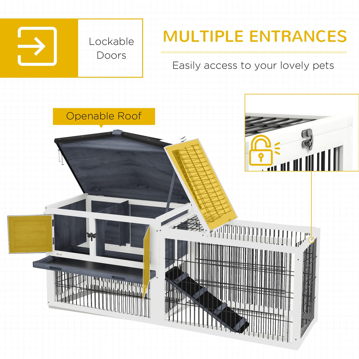 2 Levels Outdoor Rabbit Hutch Dark Gray C944