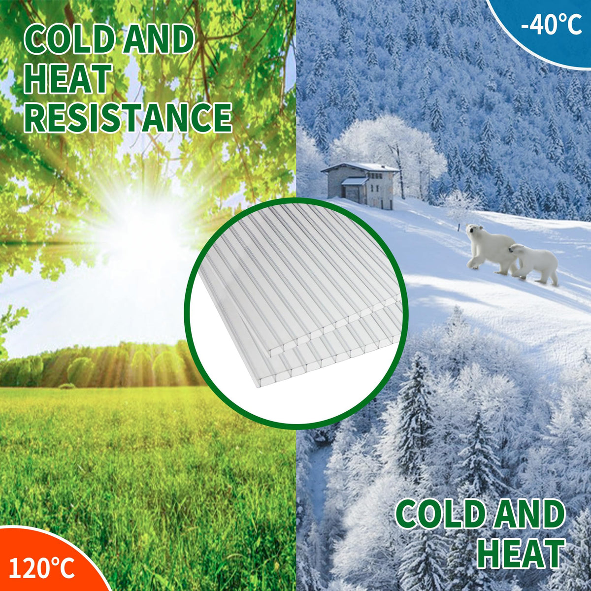 12 PCS Polycarbonate Greenhouse Panels 4' x 2' x 0.32'' X493