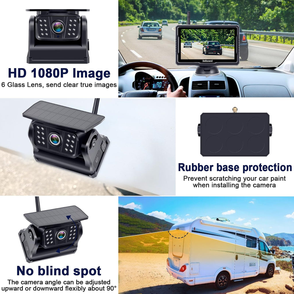 Wireless Solar Magnetic Backup Camera HD 1080P 5'' Monitor Kit M524087