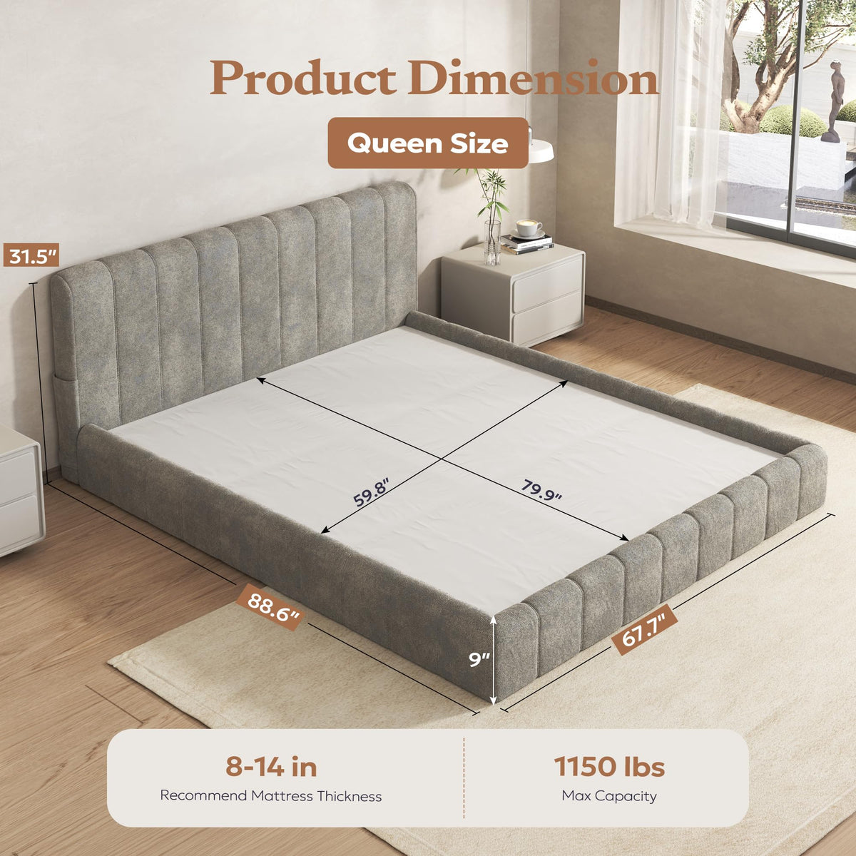Queen Cloud Bed Frame G3677