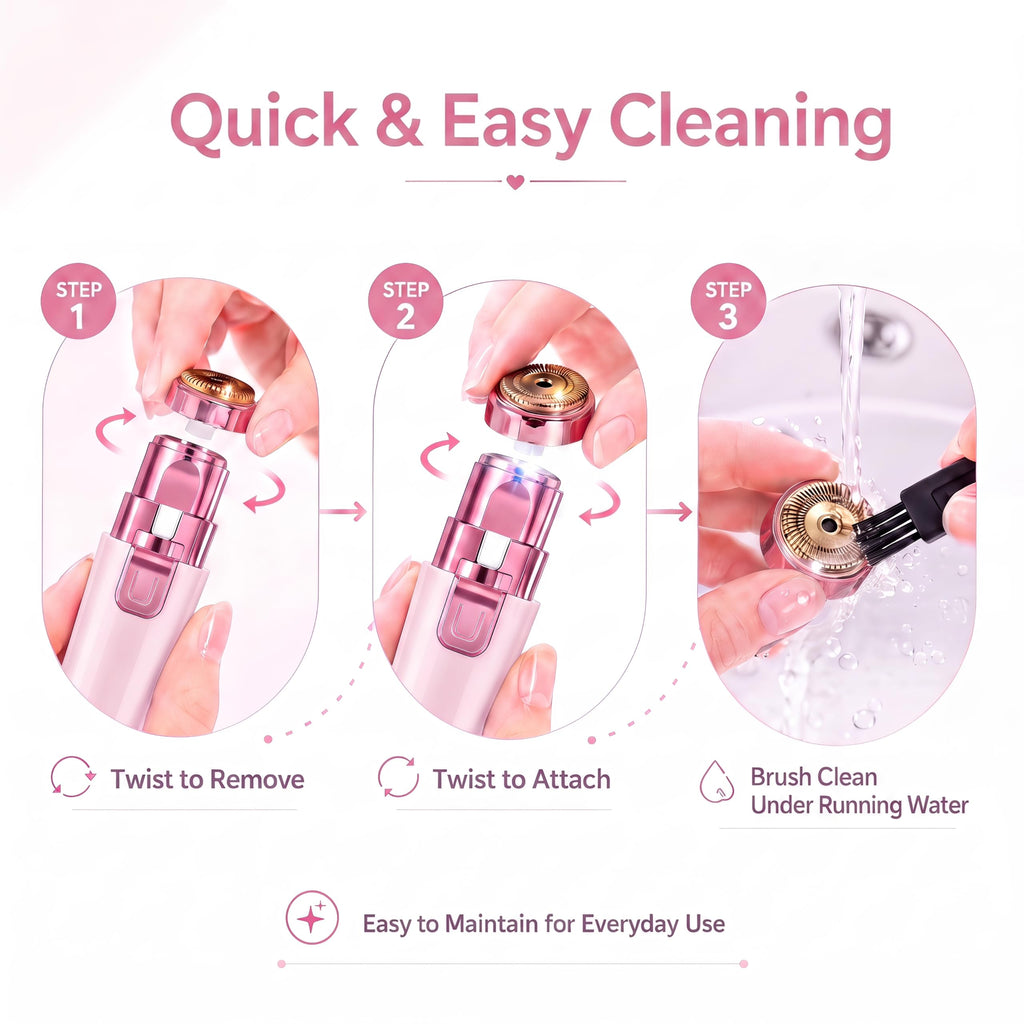 Pink USB Rechargeable Facial Hair Remover T1378