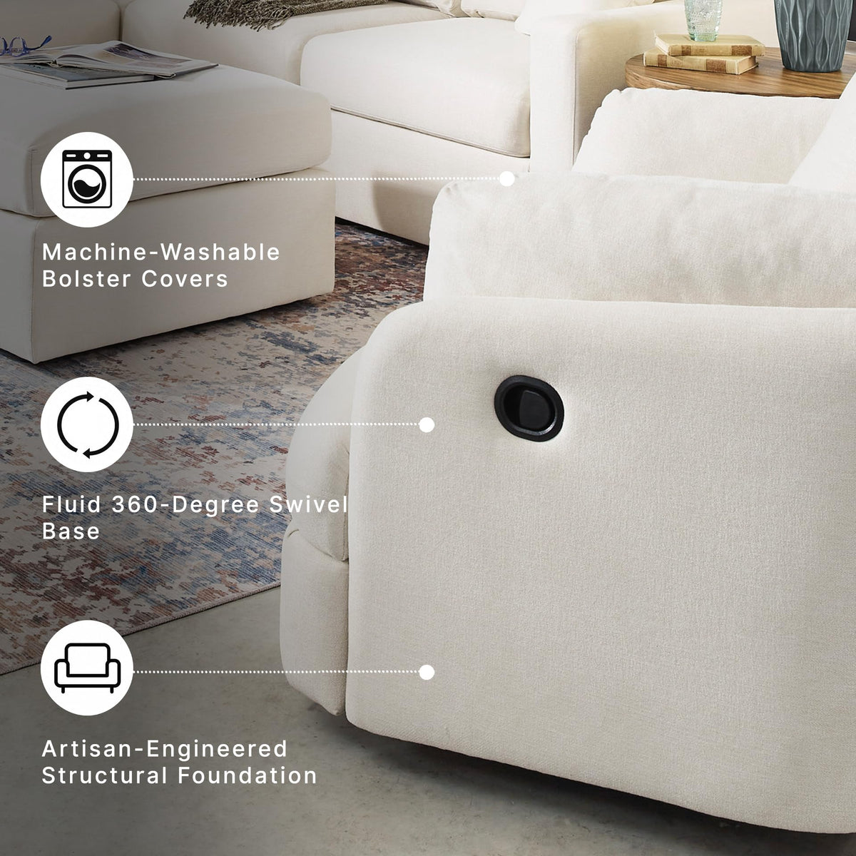 Beige Swivel Glider Recliner Rocking Chair S8048