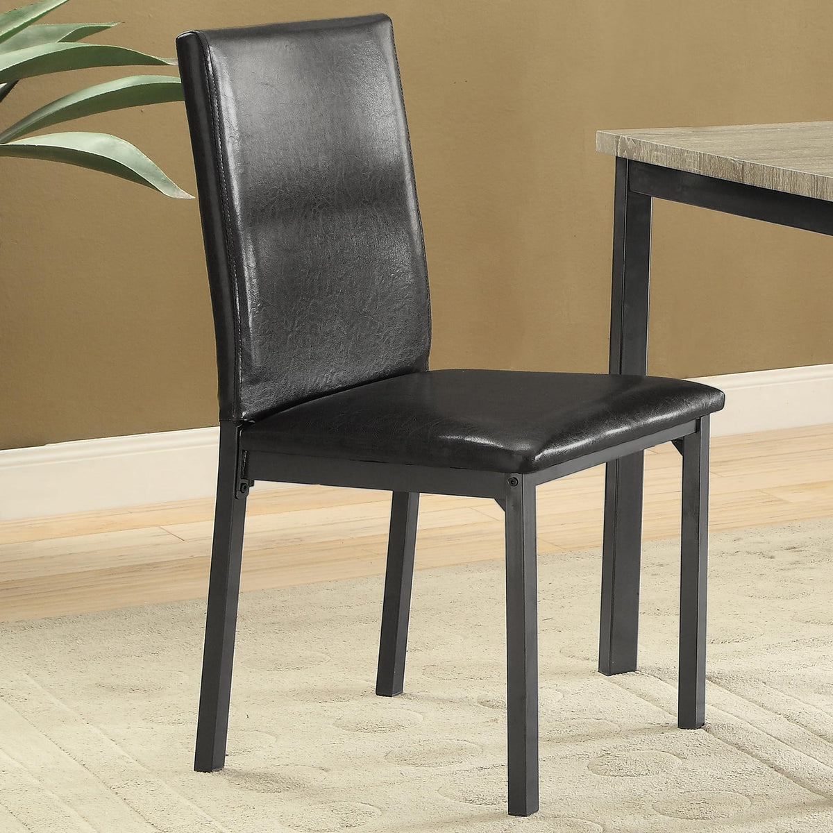 Set of 2 Faux Leather Upholstered Dining Side Chair Black and Grey Z8624