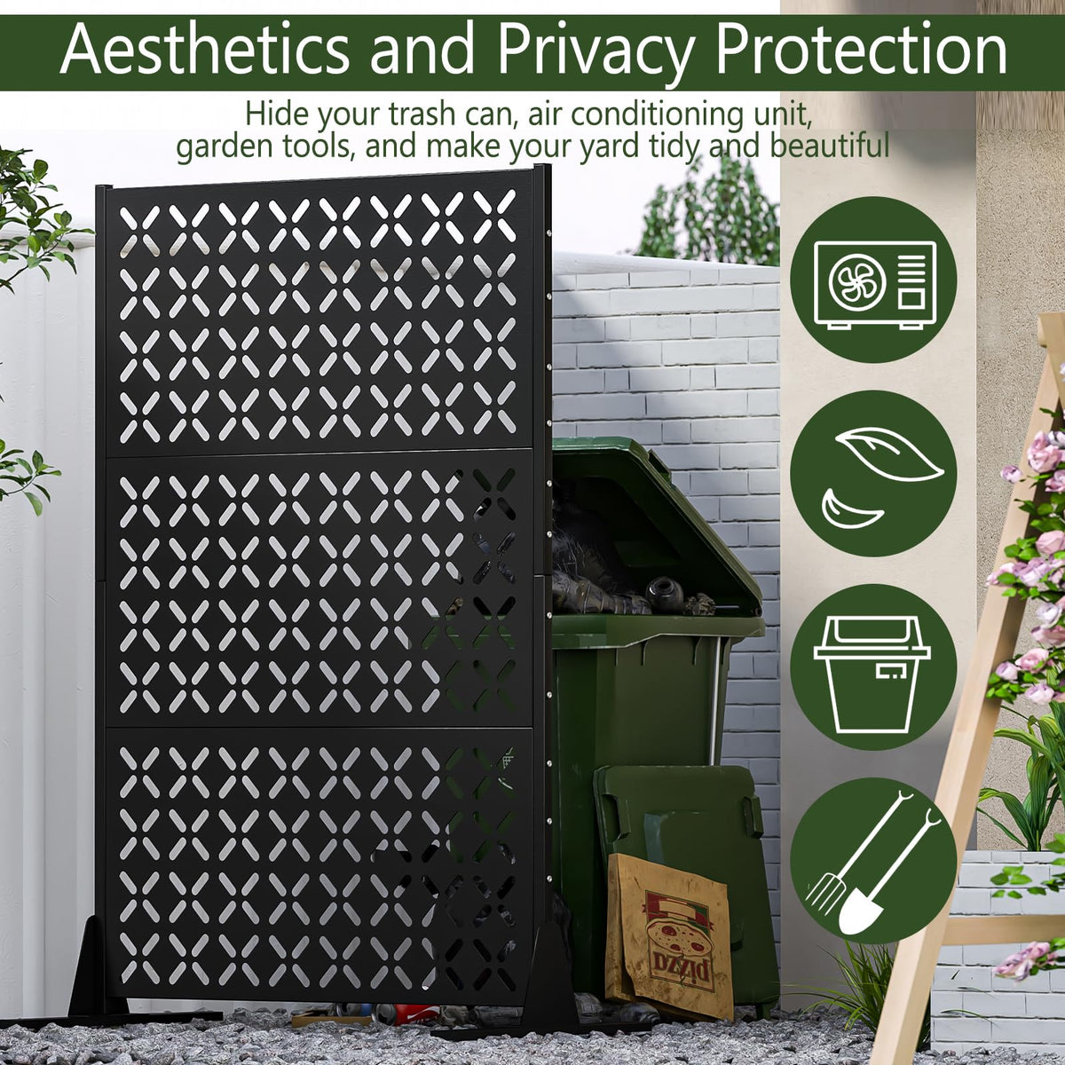 72" Decorative Metal Outdoor Privacy Fence Screen U820