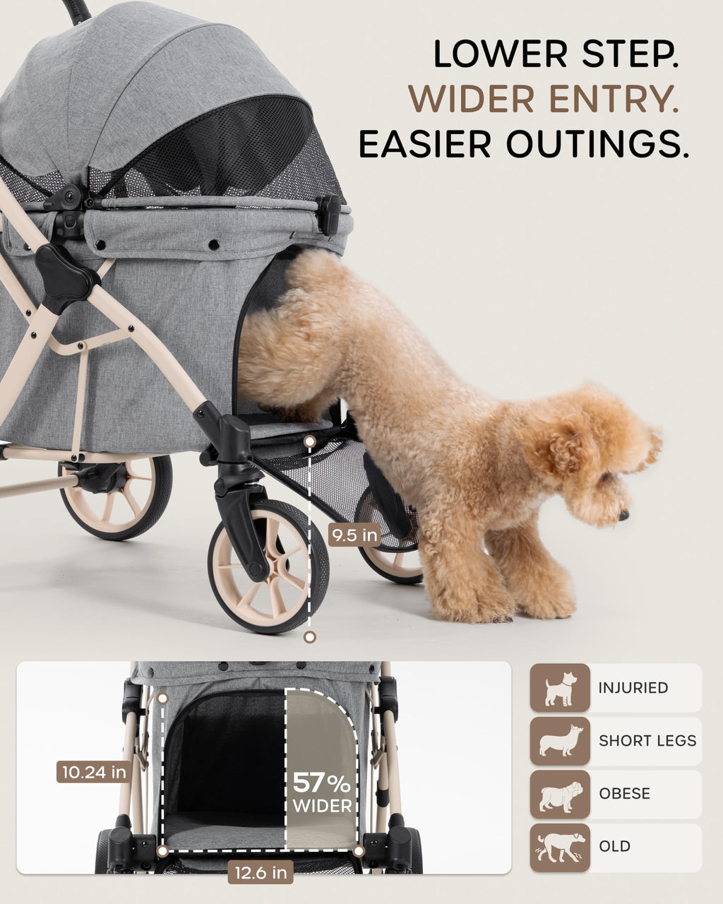 Dog Stroller with Rubber Wheels Q209
