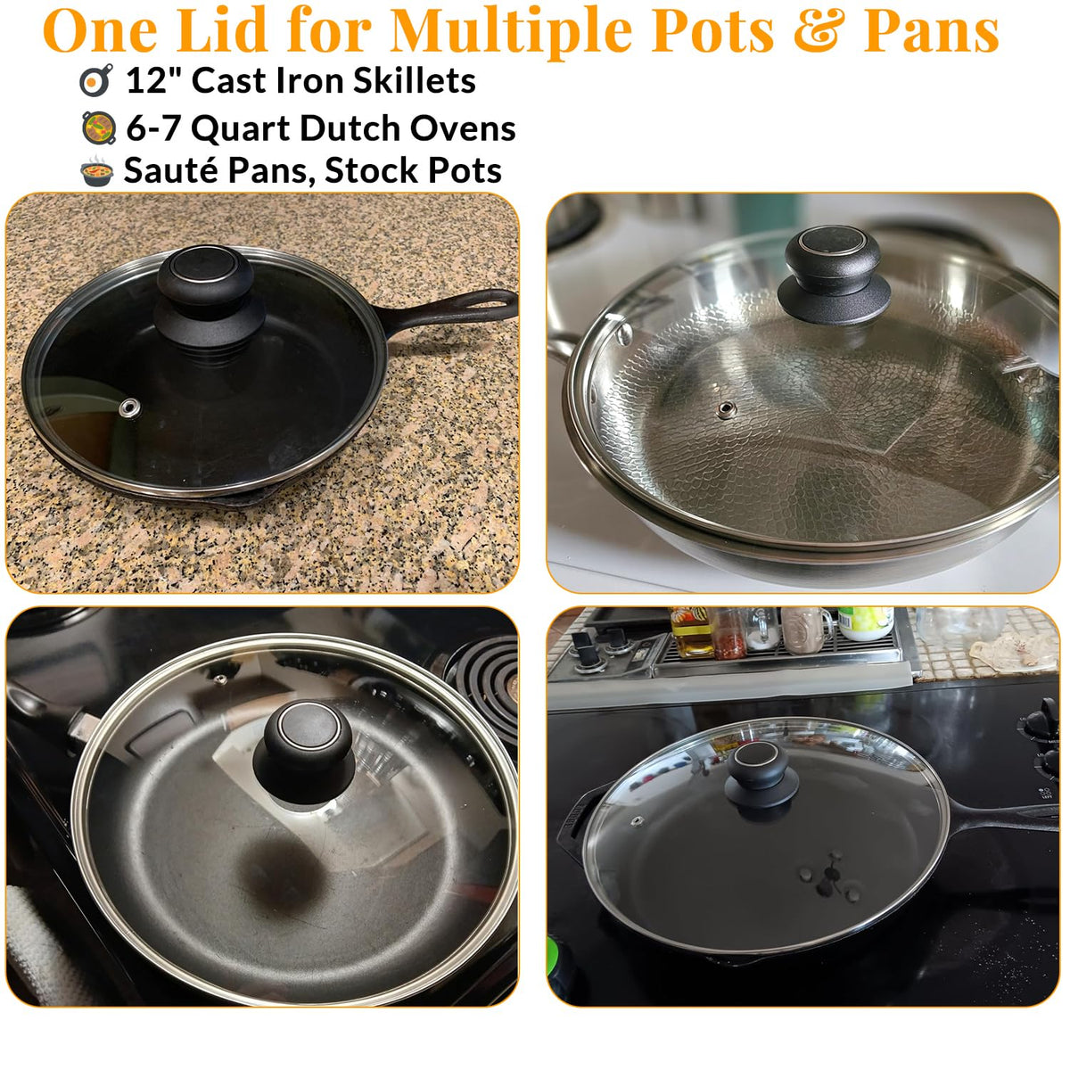 12 Inch Tempered Glass Lid for Frying Pan & Skillet G762