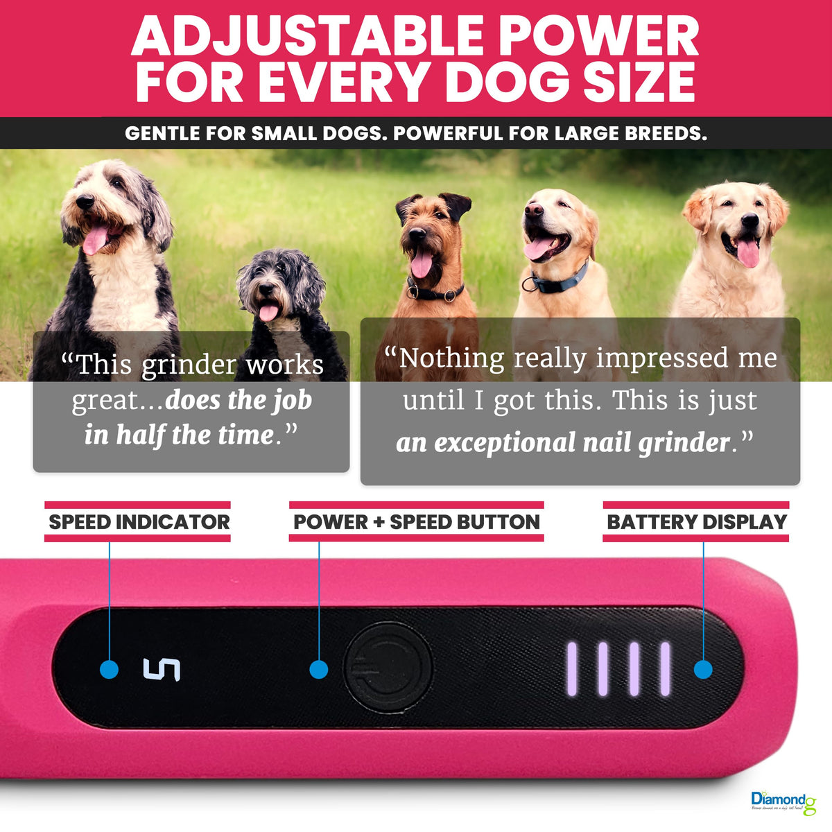 Pink Dog Nail Grinder with LED Light C63453