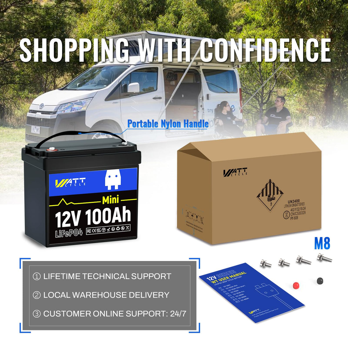 12V 100Ah Mini LiFePO4 Battery with 100A BMS Q279066