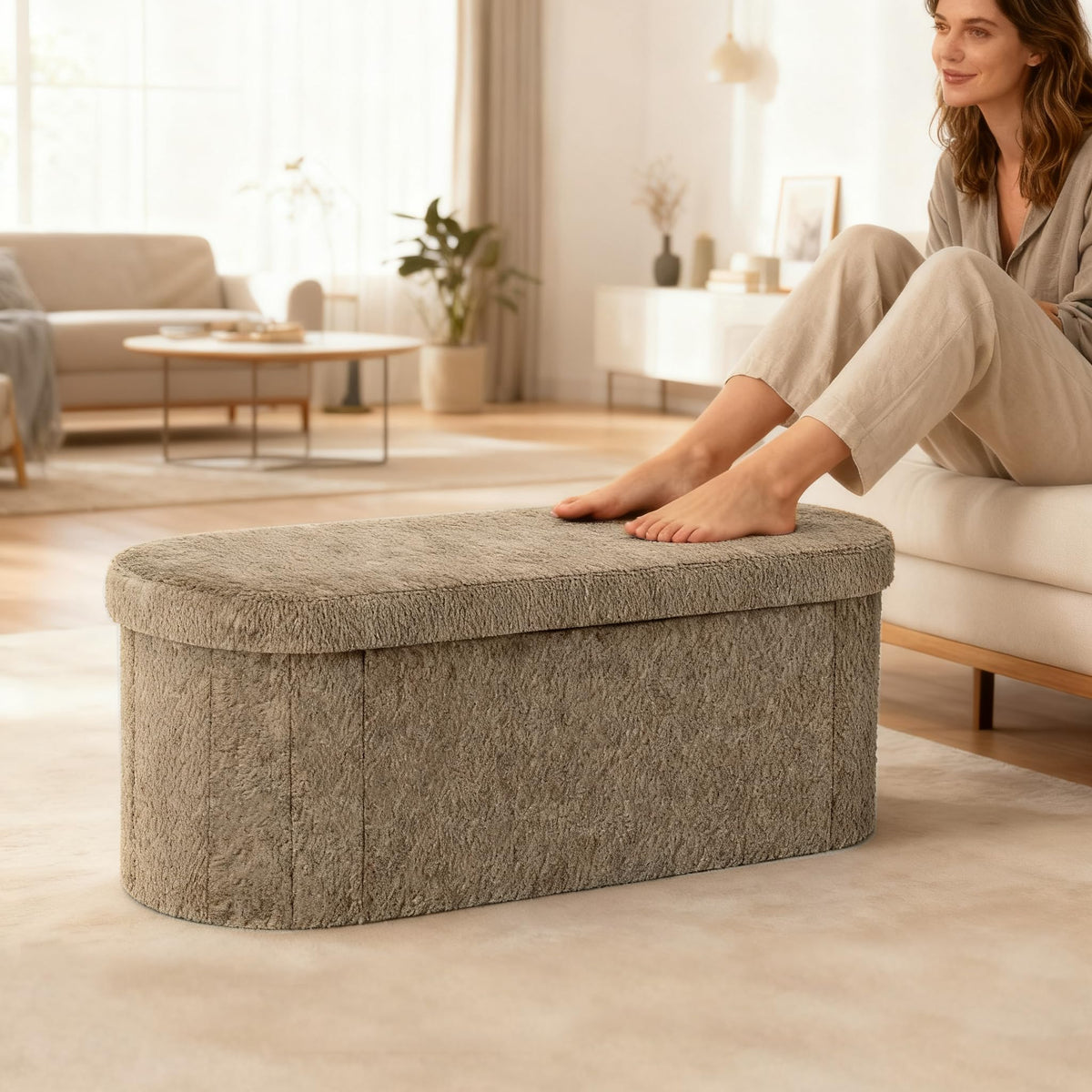 Oval Storage Ottoman F44891