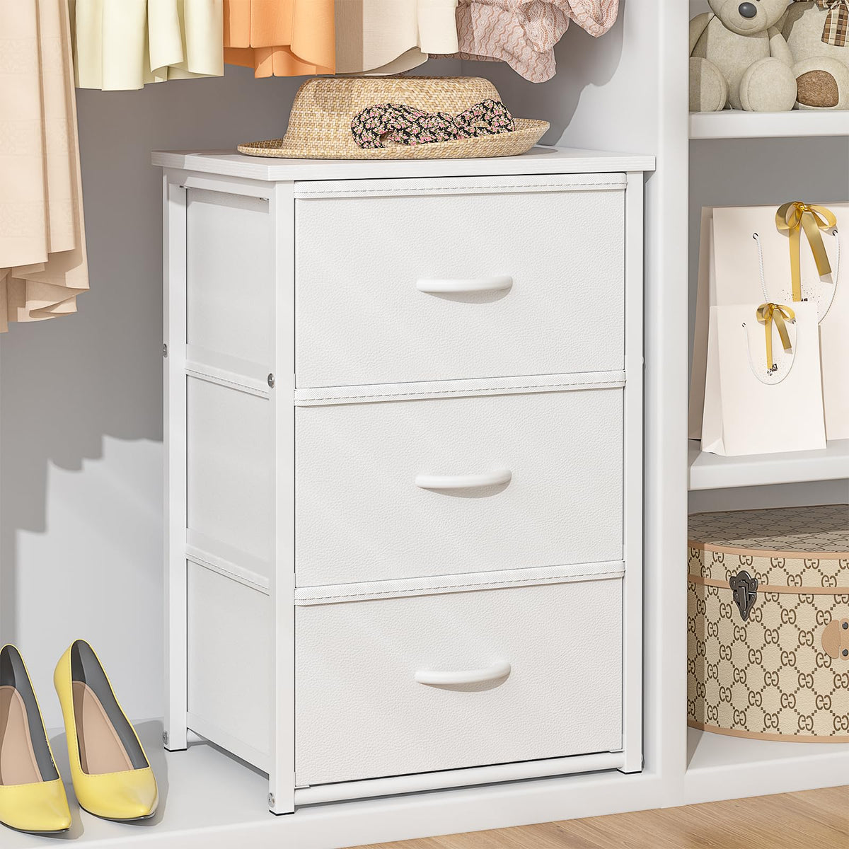 White 3 Drawer Stackable Storage Drawers W806611