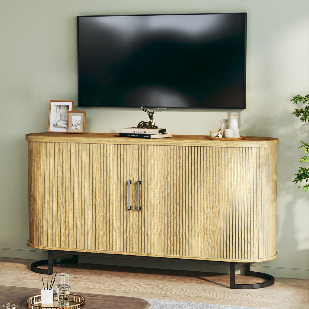 Sideboard Buffet Cabinet with Storage, Fluted Tambour, Adjustable Shelves D748499