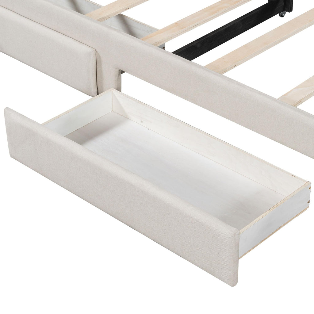 Linen Upholstered Daybed with Trundle and 2 Storage Drawers B978755