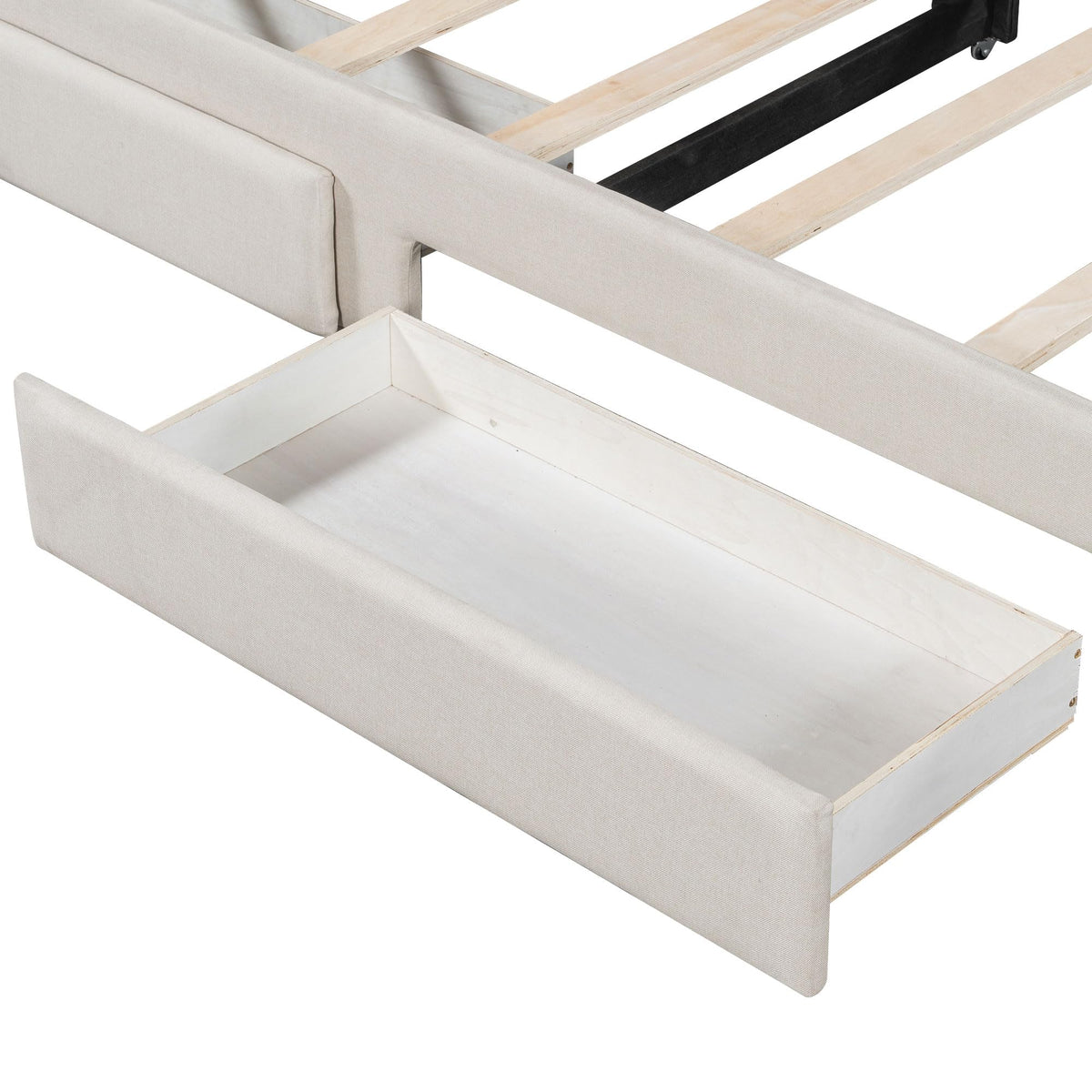 Linen Upholstered Daybed with Trundle and 2 Storage Drawers B978755