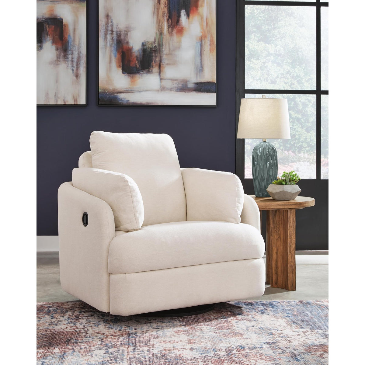 Beige Swivel Glider Recliner Rocking Chair S8048
