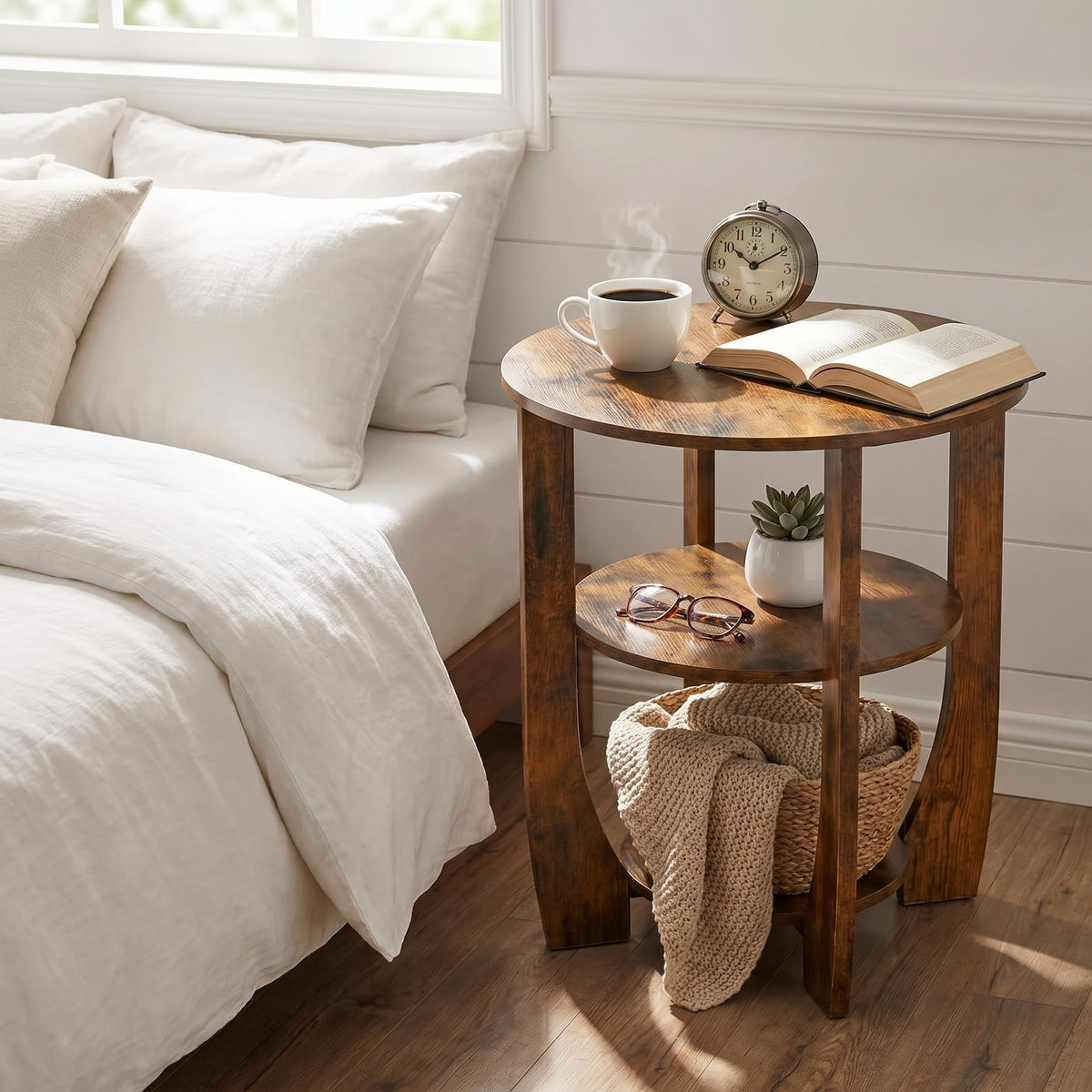 Rustic Brown 19.7 inch Round Side Table K73799