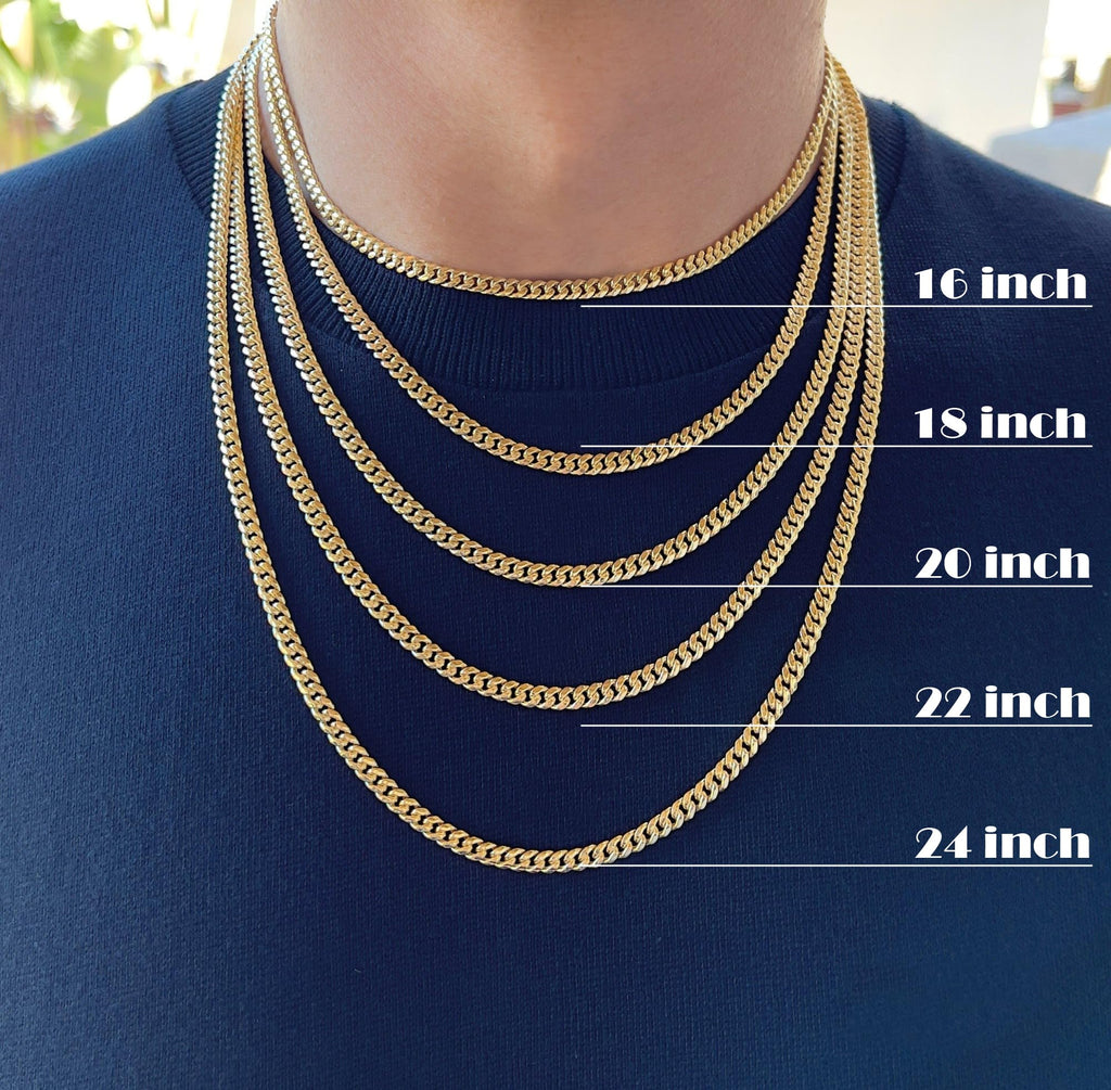 3mm 6mm Cuban Link Chain 14K Gold Plated Stainless Steel Necklace B573558