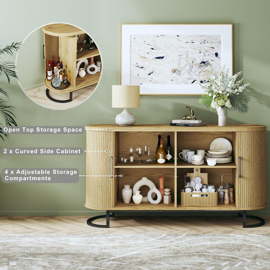 Sideboard Buffet Cabinet with Storage, Fluted Tambour, Adjustable Shelves D748499