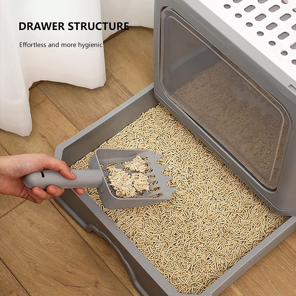 Foldable Top Entry Cat Litter Box with Lid and Scoop Z64626