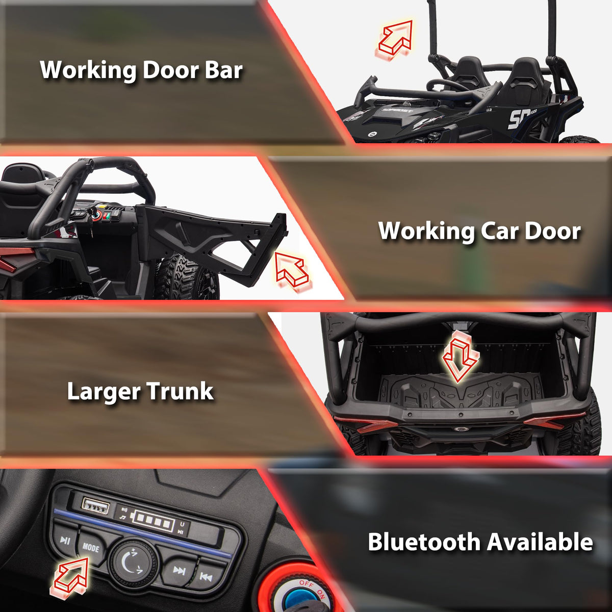 Black 2-Seater 4WD Ride On Car T11872
