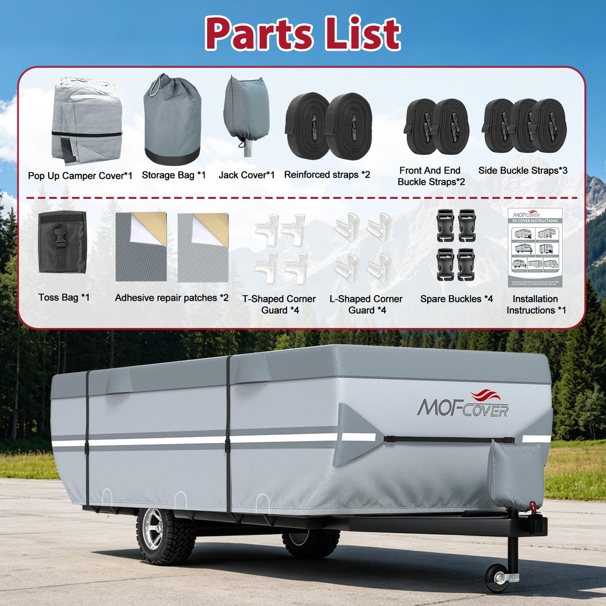 9 Layers Rip-Stop 14-16ft Pop Up Camper Cover E892069