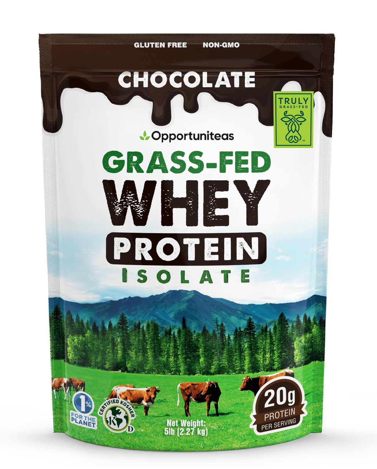 Chocolate Grass Fed Whey Protein Isolate Powder, 5 lb K986