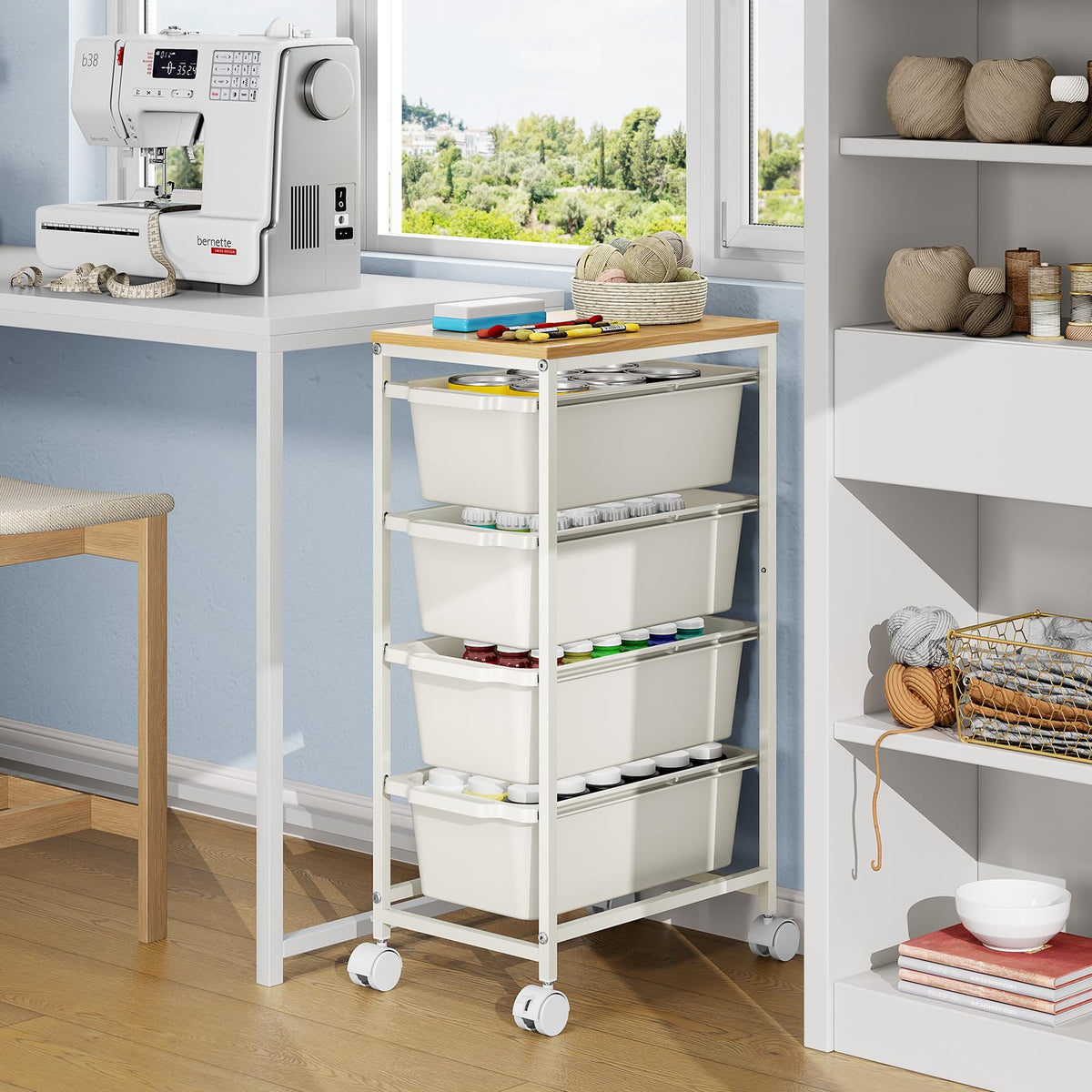 Slim Rolling Cart with 4 Drawers Q356573