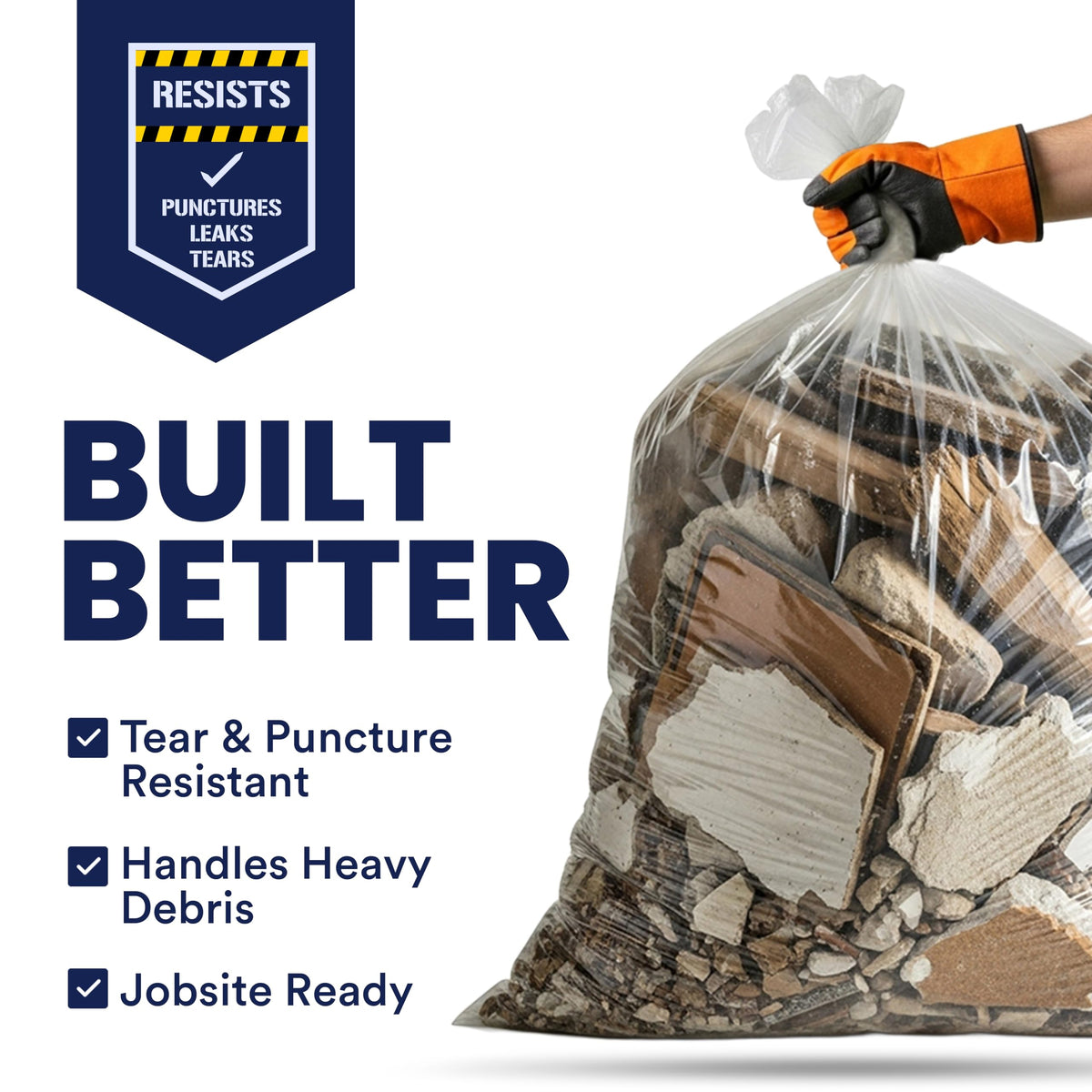 Clear Heavy Duty 42 Gallon Trash Bags 50 Count K450