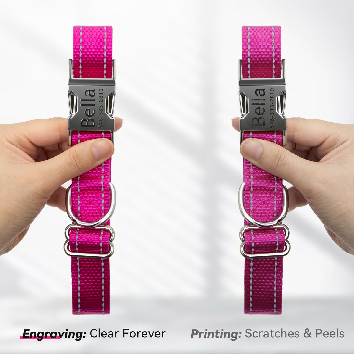 Reflective Dog Collar with Engraved ID Tag R2354