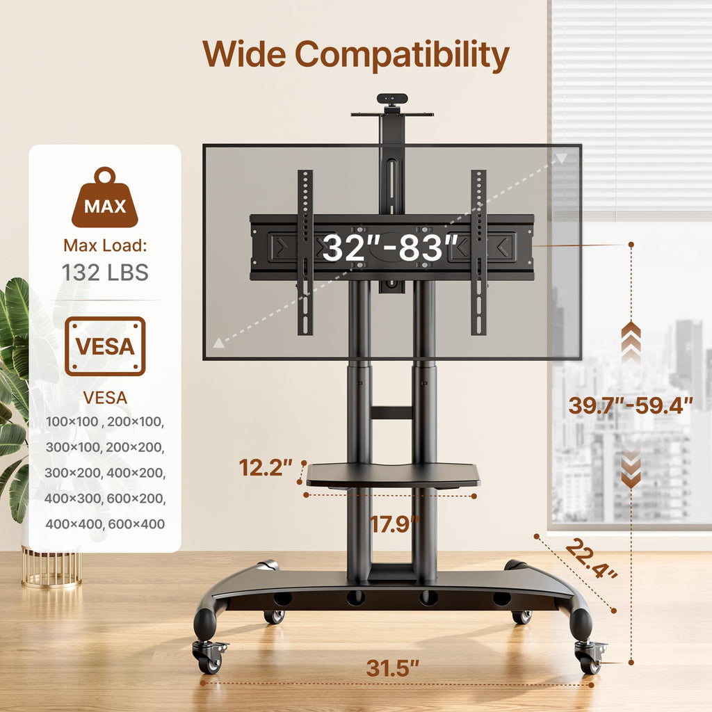 Rolling TV Stand with Shelf for 32-83" TV O631661