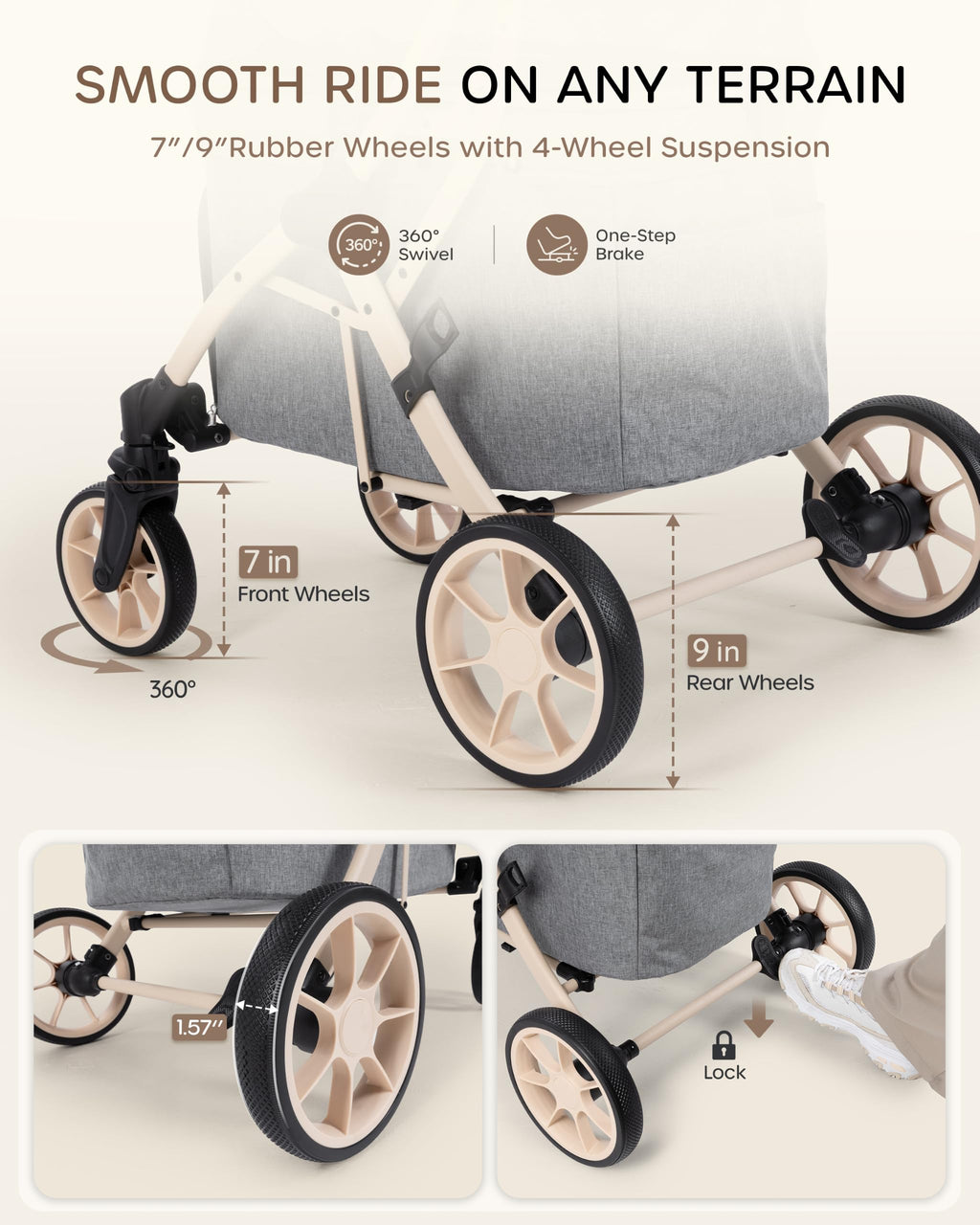 Dog Stroller with Rubber Wheels Q209