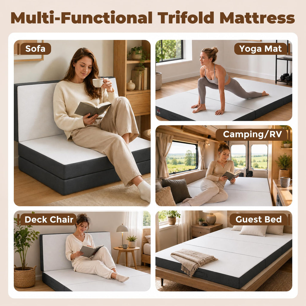 6 Inch Memory Foam Queen Trifold Mattress O84519